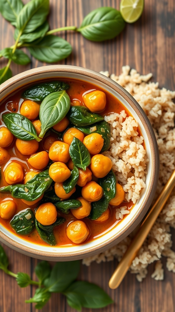 Chickpea and spinach curry