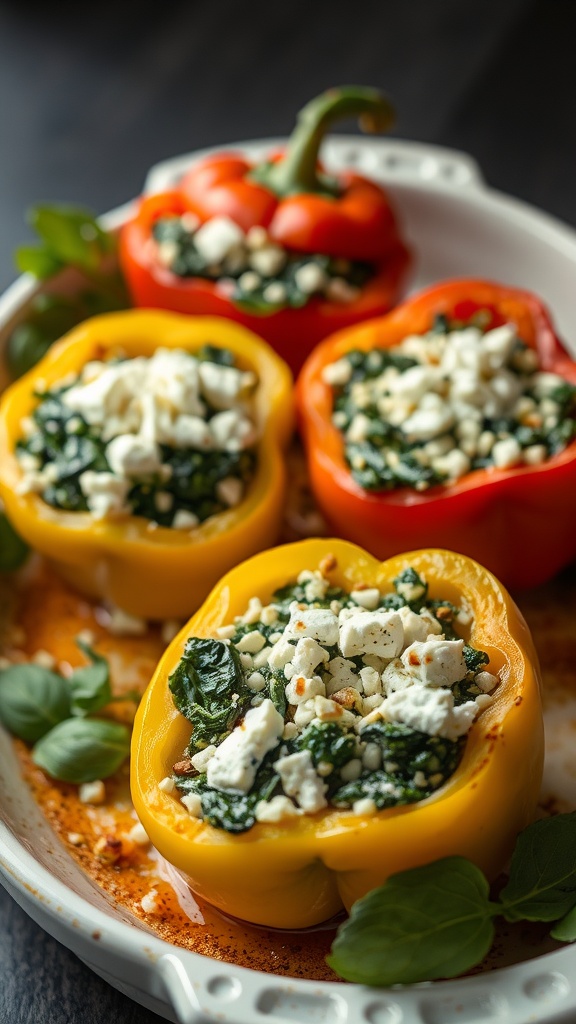 Spinach and feta stuffed peppers